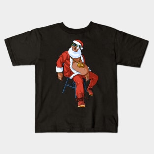 Black Santa Claus Hip Hop Gangster Christmas Rap Kids T-Shirt